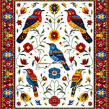 Ultra Soft Area Rug, Non Slip, Stain Resistant, Washable Area Rugs for Living Room, Bedroom, Stylish Ethnic Botanical Artwork(White)