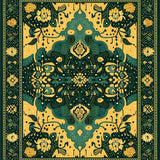 Ultra Soft Area Rug, Non Slip, Stain Resistant, Washable Area Rugs for Living Room, Bedroom, Vibrant Area Featuring Geometric Animal Motifs and Floral Designs(Green)