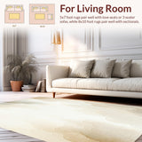 Ultra Soft Area Rug, Non Slip, Stain Resistant, Washable Area Rugs for Living Room, Bedroom, Ethereal Cloud Cream Boho Area With Artistic Neutral Tone Design(Beige)