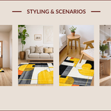 Ultra Soft Area Rug, Non Slip, Stain Resistant, Washable Area Rugs for Living Room, Bedroom, Chic Abstract Textured Aesthetic(Yellow)