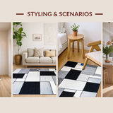 Ultra Soft Area Rug, Non Slip, Stain Resistant, Washable Area Rugs for Living Room, Bedroom, Vibrant Abstract Geometric Elements(Gray)