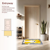 Ultra Soft Area Rug, Non Slip, Stain Resistant, Washable Area Rugs for Living Room, Bedroom, Vibrant Whimsical Jungle Aesthetic(Yellow)