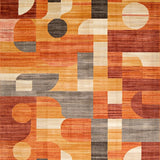 Ultra Soft Area Rug, Non Slip, Stain Resistant, Washable Area Rugs for Living Room, Bedroom, Vibrant Earthy Toned Composition(Orange)