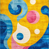 Ultra Soft Area Rug, Non Slip, Stain Resistant, Washable Area Rugs for Living Room, Bedroom, Contemporary Multi-Hued Pattern(Yellow)