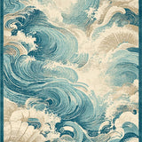 Ultra Soft Area Rug, Non Slip, Stain Resistant, Washable Area Rugs for Living Room, Bedroom, Seashell Dream Coastal Runner Rug with Ocean Currents and Maritime Motifs Design(Blue)