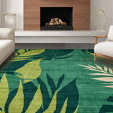 Ultra Soft Area Rug, Non Slip, Stain Resistant, Washable Area Rugs for Living Room, Bedroom, Sleek Geometric Floral Composition(Green)
