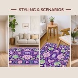 Ultra Soft Area Rug, Non Slip, Stain Resistant, Washable Area Rugs for Living Room, Bedroom, Artful Purple and Green Harmony(Purple)
