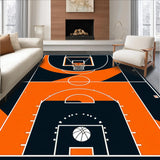 Ultra Soft Area Rug, Non Slip, Stain Resistant, Washable Area Rugs for Living Room, Bedroom, Stylish Round Athletic Theme(Orange)