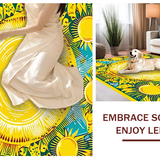 Ultra Soft Area Rug, Non Slip, Stain Resistant, Washable Area Rugs for Living Room, Bedroom, Bold Eclectic Circular Elements(Yellow)
