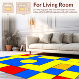 Ultra Soft Area Rug, Non Slip, Stain Resistant, Washable Area Rugs for Living Room, Bedroom, Dynamic Cheerful Hopscotch Theme(Yellow)