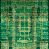 Ultra Soft Area Rug, Non Slip, Stain Resistant, Washable Area Rugs for Living Room, Bedroom, Dynamic Green and Gold Geometric Abstract Area for Modern Spaces(Green)