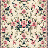 Ultra Soft Area Rug, Non Slip, Stain Resistant, Washable Area Rugs for Living Room, Bedroom, Chic Boho Floral with Pink Blossom and Deep Green Leaf Accents on Beige(Beige)