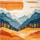 Ultra Soft Area Rug, Non Slip, Stain Resistant, Washable Area Rugs for Living Room, Bedroom, Chic Minimalist Terrain Design(Orange)