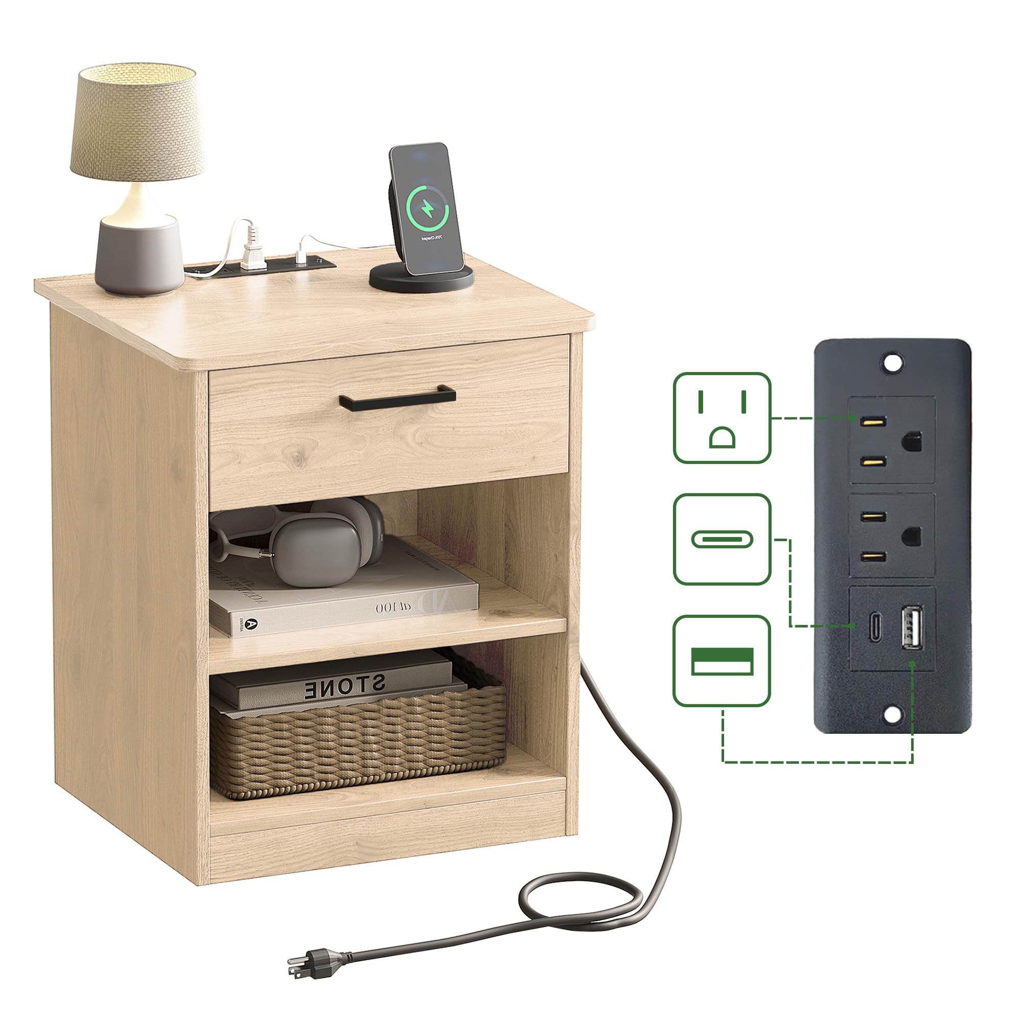 ODIKA Everyday Side Table with Fast Charging Station