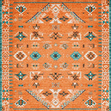 Ultra Soft Area Rug, Non Slip, Stain Resistant, Washable Area Rugs for Living Room, Bedroom, Charming Multi-Color Ogee Pattern(Orange)
