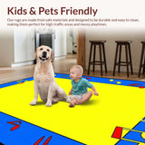 Ultra Soft Area Rug, Non Slip, Stain Resistant, Washable Area Rugs for Living Room, Bedroom, Whimsical Sound Wave Motif(Yellow)