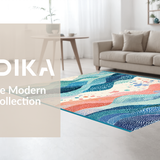 Ultra Soft Area Rug, Non Slip, Stain Resistant, Washable Area Rugs for Living Room, Bedroom, Beach Breeze Area Rug Featuring Playful Fish Silhouettes with Rippled Water Art(Blue)