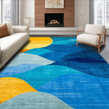 Ultra Soft Area Rug, Non Slip, Stain Resistant, Washable Area Rugs for Living Room, Bedroom, Dynamic Color-Blocked Modern Aesthetic(Blue)