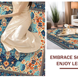 Ultra Soft Area Rug, Non Slip, Stain Resistant, Washable Area Rugs for Living Room, Bedroom, Luxurious Jewel-Toned Decorative Elements(Blue)