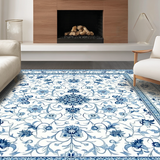 Ultra Soft Area Rug, Non Slip, Stain Resistant, Washable Area Rugs for Living Room, Bedroom, Sophisticated Colorful Plant Patterns(White)