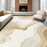 Modern Beige Marble Swirl Area Irregular Edge(Beige)