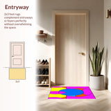 Ultra Soft Area Rug, Non Slip, Stain Resistant, Washable Area Rugs for Living Room, Bedroom, Classic Abstract Square Carpet(Pink)