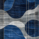 Ultra Soft Area Rug, Non Slip, Stain Resistant, Washable Area Rugs for Living Room, Bedroom, Minimalist Gray Blue Linear Composition(Blue)