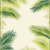 Tropical Oasis Green Cream Palm Frond Design Area(Beige)