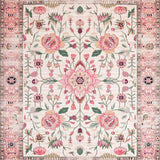 Ultra Soft Area Rug, Non Slip, Stain Resistant, Washable Area Rugs for Living Room, Bedroom, Whimsical Pink Green Botanical Pattern(Pink)