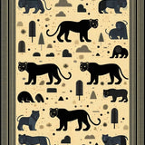 Majestic Big Cat Geometric Area Black Panther Lion Tiger Art(Beige)