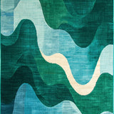 Ultra Soft Area Rug, Non Slip, Stain Resistant, Washable Area Rugs for Living Room, Bedroom, Vibrant Contemporary Fluid Shapes(Green)