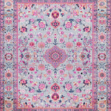 Ultra Soft Area Rug, Non Slip, Stain Resistant, Washable Area Rugs for Living Room, Bedroom, Charming Soft-Toned Floral Motif(Gray)