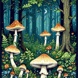 Joyful Blue Tones Abstract Mushroom Style(Green)