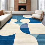 Ultra Soft Area Rug, Non Slip, Stain Resistant, Washable Area Rugs for Living Room, Bedroom, Contemporary Blue Beige Area Modern Geometric Design(Blue)