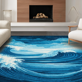 Ultra Soft Area Rug, Non Slip, Stain Resistant, Washable Area Rugs for Living Room, Bedroom, Serene Blue Tidal Texture(Blue)