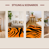 Ultra Soft Area Rug, Non Slip, Stain Resistant, Washable Area Rugs for Living Room, Bedroom, Wild Animal Print Chic Aesthetic(Orange)