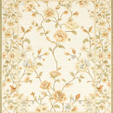 Ultra Soft Area Rug, Non Slip, Stain Resistant, Washable Area Rugs for Living Room, Bedroom, Sophisticated Floral Patterned Ideal for Farmhouse Decor(Beige)
