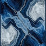 Ultra Soft Area Rug, Non Slip, Stain Resistant, Washable Area Rugs for Living Room, Bedroom, Dynamic Asymmetrical Marble Aesthetic(Blue)