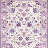 Ultra Soft Area Rug, Non Slip, Stain Resistant, Washable Area Rugs for Living Room, Bedroom, Vibrant Flower-Laden Round Canvas(White)