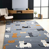 Ultra Soft Area Rug, Non Slip, Stain Resistant, Washable Area Rugs for Living Room, Bedroom, Playful Cartoonish Animal Pattern(Gray)