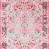 Ultra Soft Area Rug, Non Slip, Stain Resistant, Washable Area Rugs for Living Room, Bedroom, Faded Floral Vintage Elegance(Pink)