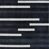 Ultra Soft Area Rug, Non Slip, Stain Resistant, Washable Area Rugs for Living Room, Bedroom, Modern Minimalist Striped Woven Rug With Dramatic Contrast Design(Black)