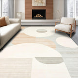 Minimalist Ivory Beige Area with Intersecting Circles and Angular Forms(Beige)