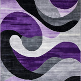 Ultra Soft Area Rug, Non Slip, Stain Resistant, Washable Area Rugs for Living Room, Bedroom, Luxurious Purple Grey Flowing Patterns(Purple)