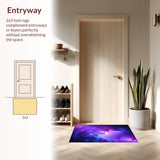 Ultra Soft Area Rug, Non Slip, Stain Resistant, Washable Area Rugs for Living Room, Bedroom, Vivid Celestial Starfield Motif(Purple)