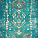 Ultra Soft Area Rug, Non Slip, Stain Resistant, Washable Area Rugs for Living Room, Bedroom, Rustic Vibrant Tribal Aesthetic(Blue)