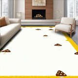 Ultra Soft Area Rug, Non Slip, Stain Resistant, Washable Area Rugs for Living Room, Bedroom, Elegant Light Toned Fungi Graphic(Yellow)