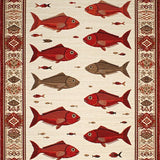 Ultra Soft Area Rug, Non Slip, Stain Resistant, Washable Area Rugs for Living Room, Bedroom, Charming Nautical Fish Illustration(White)