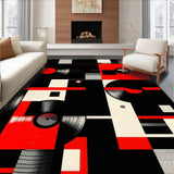 Ultra Soft Area Rug, Non Slip, Stain Resistant, Washable Area Rugs for Living Room, Bedroom, Chic Black and White Composition(Black)