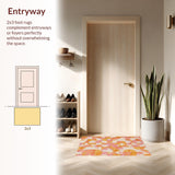 Ultra Soft Area Rug, Non Slip, Stain Resistant, Washable Area Rugs for Living Room, Bedroom, SERISSA Peach & Ivory Geometric Rug, Modern Entryway Carpet, Thin(Orange)